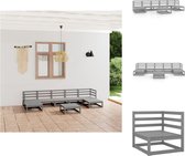 vidaXL Lounge set - Massief grenenhout - Grijs - 3x middenbank - 2x hoekbank - 3x tafel/voetenbank - 70x70x67cm - Montage vereist - Tuinset