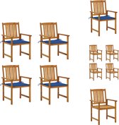 vidaXL Buitenstoelen - Gelat hout - Acacia - 61x57x92 cm - Koningsblauwe kussens - Tuinstoel