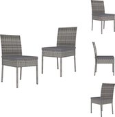 vidaXL Dining Chair Set - Poly Rattan - Gray - 57x44x88 cm - 2x Seat Cushion - Tuinstoel