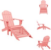 vidaXL Adirondack stoel - Massief vurenhout - Roze - 70x147.5x88.5cm - Met voetenbank - Tuinstoel