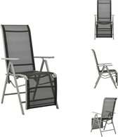 vidaXL Chaise de jardin pliante - Cadre en aluminium - Ajustable - Textilène - Zwart/ Argent - 58,5 x 69 x (78-110) cm - Chaise de jardin