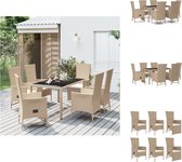 vidaXL Tuinset Beige PE-rattan - 150x90x75 cm - Verstelbare rugleuning - Tuinstoel