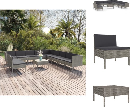 Foto: Vidaxl loungeset modulair 60 x 60 x 35 cm grijs pe rattan tuinset