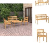 vidaXL Loungeset Teakhout - Compact en comfortabel - Hardhouten meubel - Weerbestendig - Afmeting tafel- 90 x 50 x 45 cm - Afmeting stoel- 55 x 51.5 x 84 cm - Afmeting bank- 120 x 51.5 x 84 cm - Montage vereist - vidaXL - Tuinset