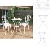 vidaXL Terrasset - Gietaluminium - Wit - Tafel 53x53x65cm - Stoel 41x41x85cm - Tuinset