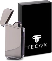 TECQX Elektrische Plasma Aansteker Flex - Oplaadbaar USB - Wind en Storm Bestendig - Vuurwerk Aansteker - Double Arc - Sigaretten Aansteker - BBQ - Zilver