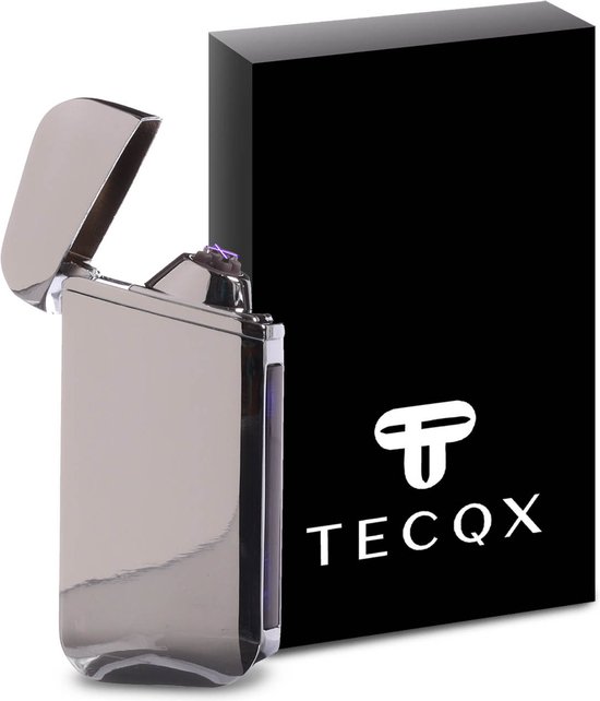TECQX Elektrische Plasma Aansteker Flex - Oplaadbaar USB - Wind en Storm Bestendig - Vuurwerk Aansteker - Double Arc - Sigaretten Aansteker - BBQ - Zilver