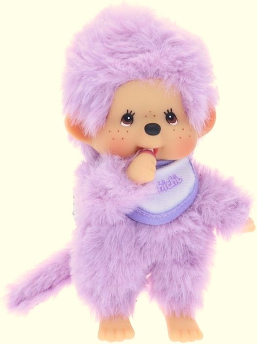 Monchhichi Monchichi met slab - Pastel paars - 15 cm