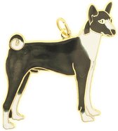 Behave - Hanger hond zwart wit emaille goudkleur - siertrend dierensymbool