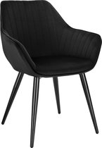 BukkitBow - Chaise de salle à manger / Chaise de cuisine - Chaise baquet en velours / velours - avec Pieds en métal - Hauteur d'assise 48CM - Zwart