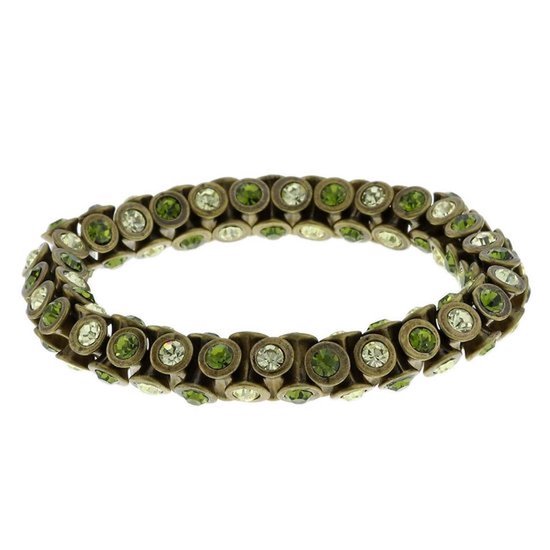 Behave Bracelet couleur vieil or avec pierres vertes - bracelet élastique
