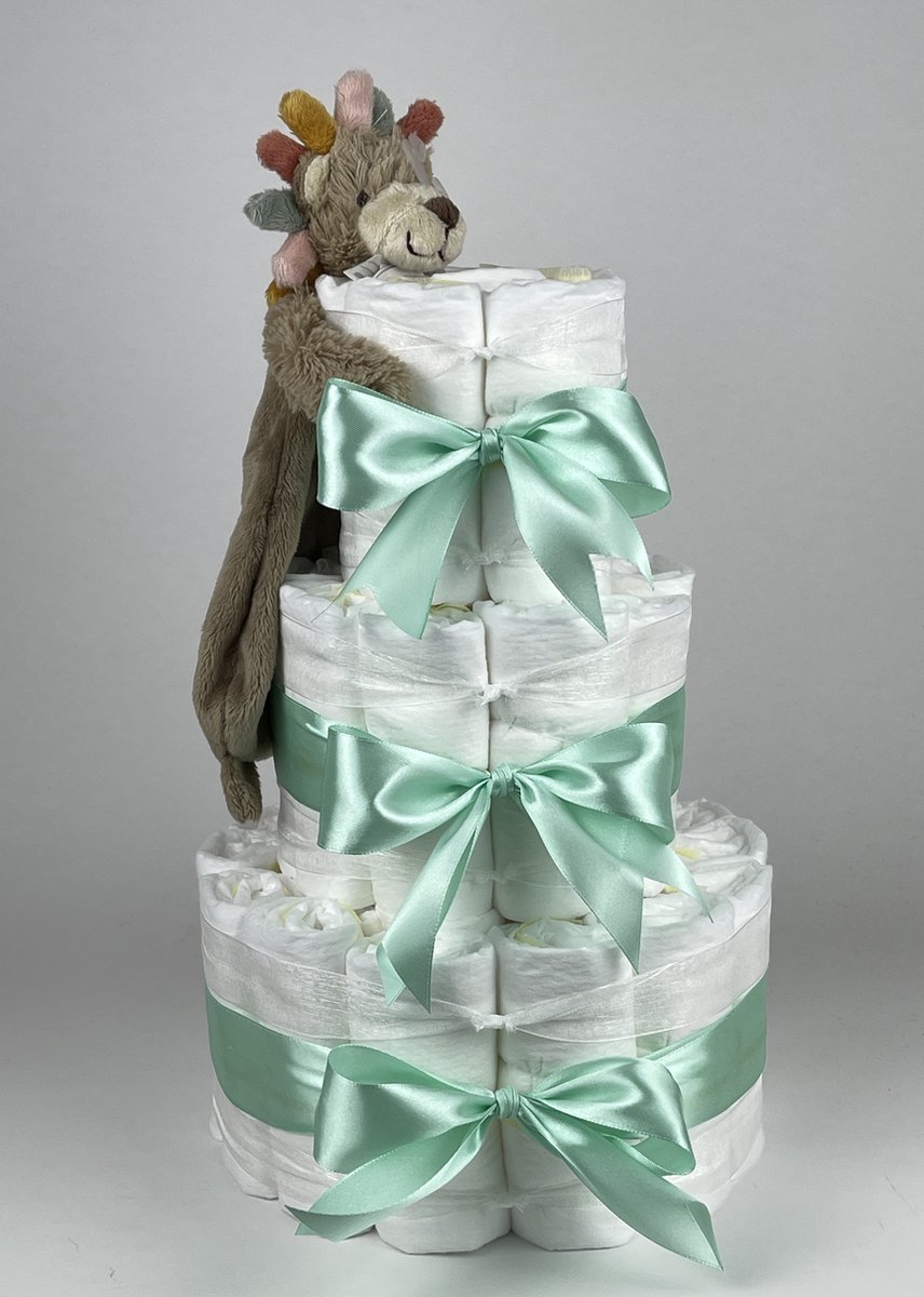 Goedkoopste Chouette-Chouette | Luiertaart Neutraal | Kraamcadeau | Geboorte Jongen Meisje | Babyshower | Tuttle Leeuw Leon Groen