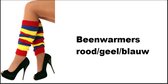 Paar Beenwarmers rood/geel/blauw - Thema feest party disco festival partyfeest