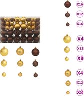 vidaXL Kerstballen - Glanzend - Kunststof - 3 cm - 4 cm - 6 cm - Bruin - Brons - Goud - Kerstbalhaakjes