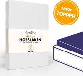 Loom One Premium Topper Hoeslaken – 97% Jersey Katoen / 3% Lycra – 140x200 cm – tot 12cm matrasdikte– 200 g/m² – voor Boxspring-Waterbed - Wit