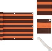 vidaXL Balkonscherm - Waterbestendig - 75 x 600 cm - Oranje en bruin - PU-gecoat oxford stof - Parasol