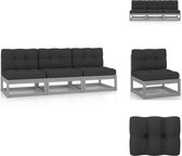 vidaXL Bank Garden 3-seaters - 70x70x67 cm - Grey - Solid Pine Wood - Includes Cushions - Loungebank