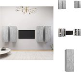 vidaXL TV-meubelset Betongrijs - 30.5 x 30 x 90 cm - spaanplaat - Kast