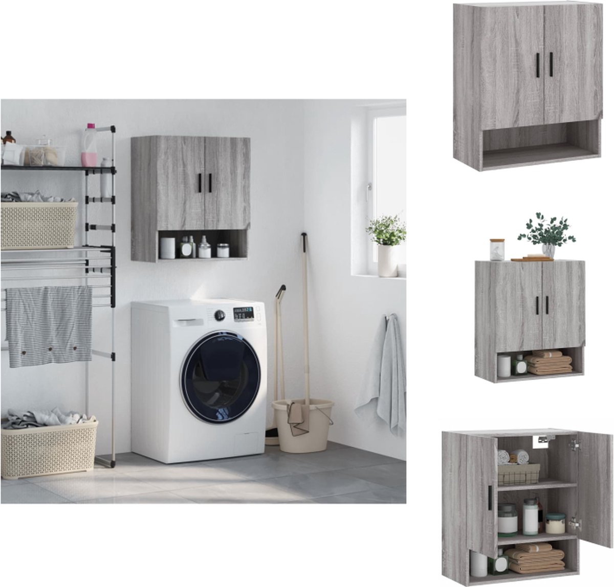 VidaXL Wandkast 60 x 31 x 70 cm (B x D x H) Grijs Sonoma Eiken Duurzaam materiaal Kast