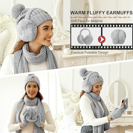 Bonnet écharpe tricoté en laine pour femme, chaud, 1 pièce, 2 en 1