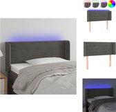 vidaXL Hoofdbord LED-fluweel - donkergrijs - 83 x 16 x 78/88 cm - verstelbaar - Bedonderdeel