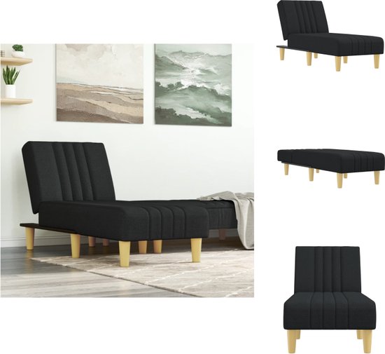 vidaXL Chaise longue réglable - Tissu noir - 55 x 140 x 70 cm - Multifonction - Chaise longue