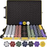 Texas' Finest Golden Pokerset 1000 chips - Inclusief E-Book - Rolkoffer - Casino Speelkaarten - Poker