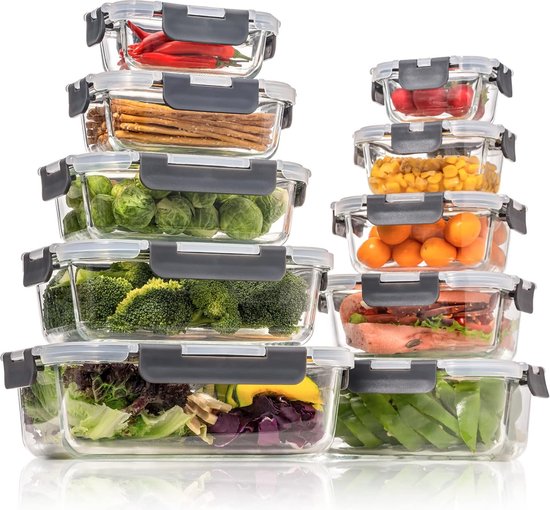 Windfromort Glazen vershouddozen met deksel, glazen containers