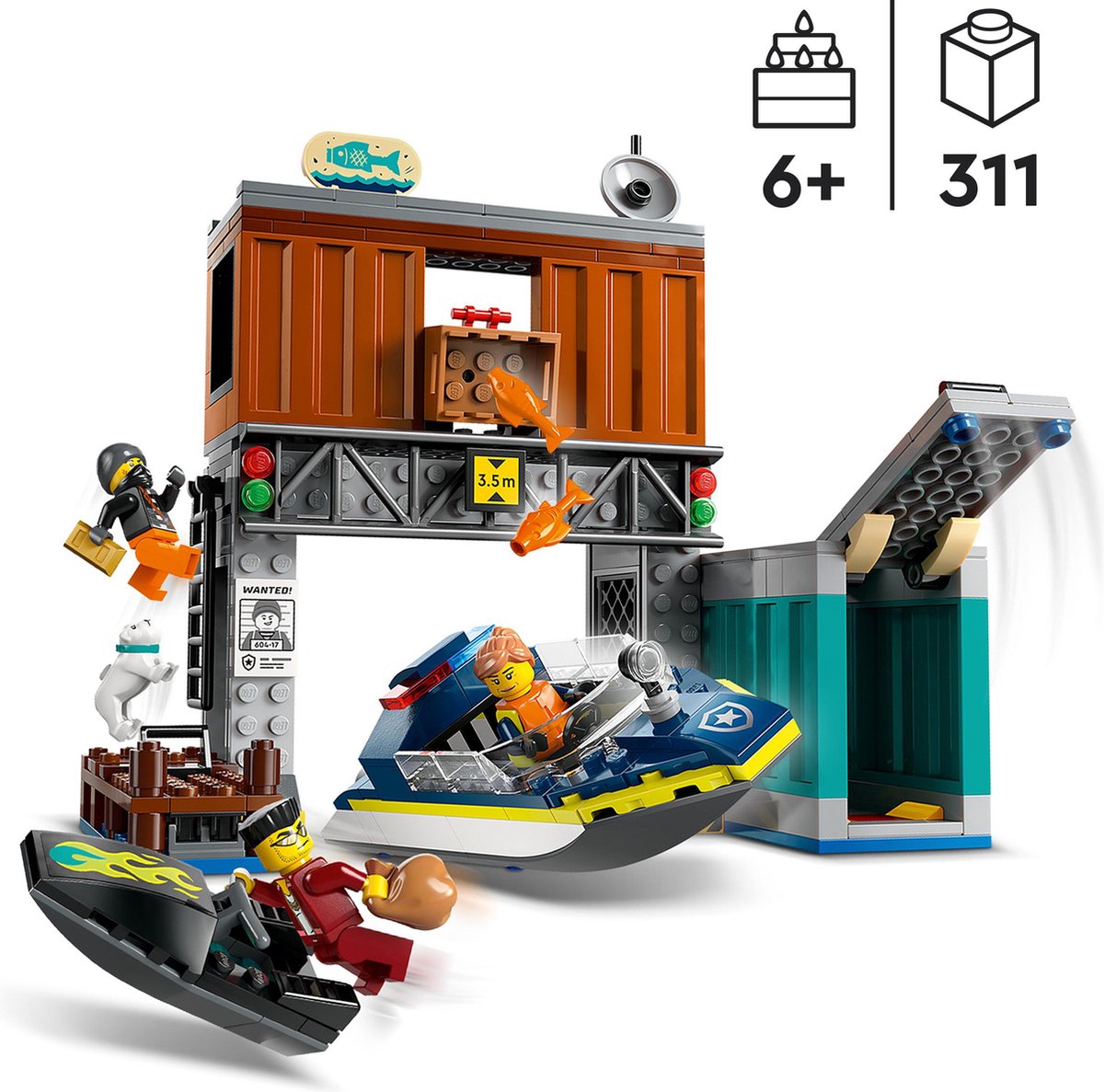LEGO 60417 City - Politiespeedboot en boevenschuilplaats — afbeelding 6