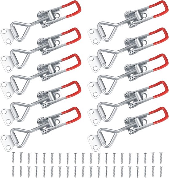 10 stuks knevelsluiting + 40 stuks schroeven, kistsluiting, spansluiting, hoekbevestiging, laadcapaciteit, deursluiting, hoeksluiting, hefboomspanner, sluiting, knoop, knevelsluiting