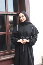 Nur Boutique Abaya Alara - zwart/wit - maat 36-38 (maat 1) - Islamitische kleding - Bedekte kleding - Gebedskleding - Moslima - Hijab