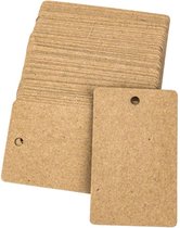 Labels naturel - 5 x 3 cm. - 100 stuks - stevig karton - met voorgestanst gaatje - prijslabels - cadeaulabels - winkels
