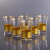 Abka Kristal - Azur Gold - Drinkglazen set (210 ml) - met de hand versierd met 24-karaats goud - 6 stuks