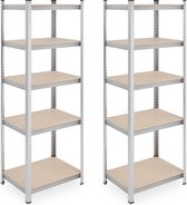Stellingkast - set van 2 - 180 x 60 x 45 cm - 500 kg - staal - zilver