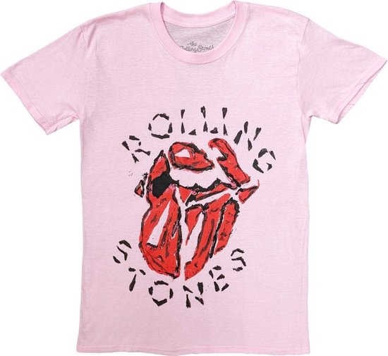 The Rolling Stones - Hackney Diamonds Painted Tongue Heren T-shirt - M - Roze