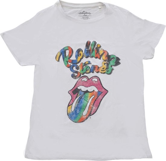 The Rolling Stones - T-shirt Femme Tongue Multicolore - 2XL - Wit