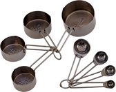 Krumble MaatCups en Lepels - Set van 8 - Maatcupjes - Maatlepels - Maatbekers - Maatschepjes - Cups - Spoons - Tablespoon - Teaspoon - RVS - 250 ml + 125 ml + 80 ml + 60 ml + 15 + 5 + 2,5 + 1,25 ml - Zwart