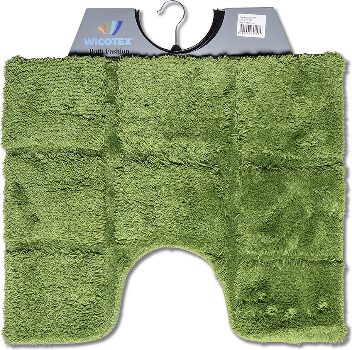 Wicotex - Toiletmat ruit Groen - Antislip onderkant - WC mat met uitsparing - Afmeting 50x60cm - Wicotex