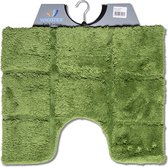 Wicotex - Toiletmat ruit Groen - Antislip onderkant - WC mat met uitsparing - Afmeting 50x60cm