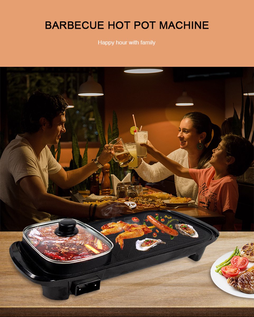 ProCare 2in1 Aziatische HotPot Grill Bakplaat Gourmetten