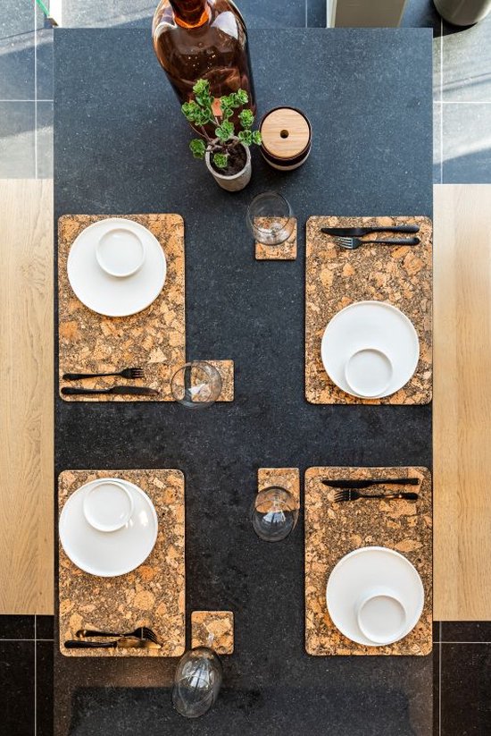 ZICZAC - Set de table - QUERCO - 100% liège - Antitache, hydrofuge - Rectangle - 45,5x30,5 cm - Terre - SET/2