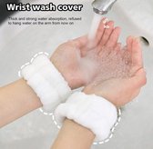 2 stuks ( 1 paar ) Witte Wrist Wash Cover - Gezicht Wassen - Handdoek Polsbandjes Voor Wassen Gezicht - Zacht - Microfiber