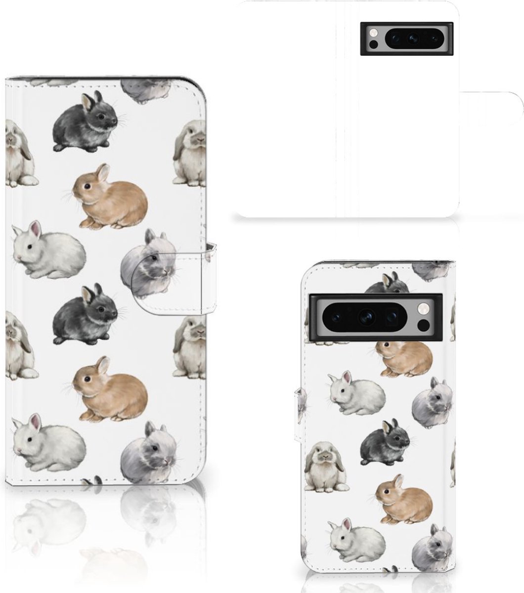Telefoonhoesje met Pasjes voor Google Pixel 8 Pro Konijntjes