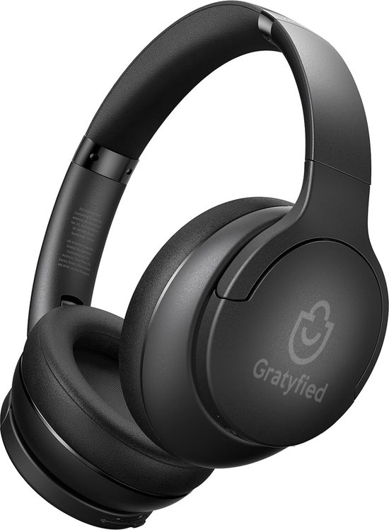 Gratyfied Draadloze Koptelefoon - Hoofdtelefoon Draadloos - Bluetooth Headset met Microfoon - Noise Cancelling Headphones - Over Ear - Zwart