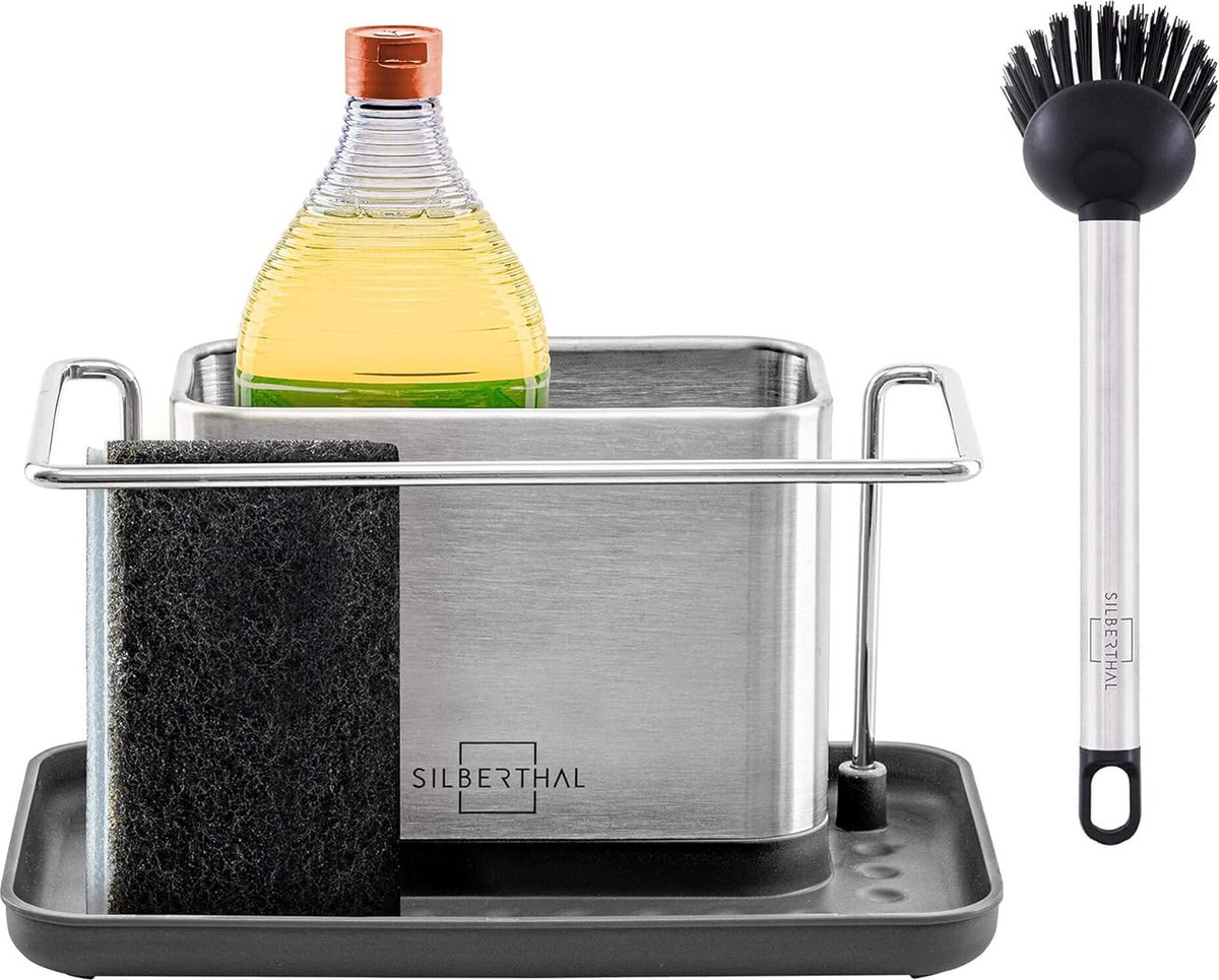 Gootsteen Organizer van Roestvrij Staal voor Afwasmiddel en Sponsen - Keuken Opberghulp