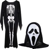 Costume d'Halloween Springos - Scream - Déguisements - Halloween - Squelette - 2 pièces - Zwart/ Wit