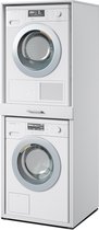 Mobistoxx WASTMACHINEKAST Washing, Kast voor wasmachine en droogkast boven elkaar met lade voor wasmand, wit, universeel