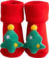 Kiddos Bébé Chaussettes de Noël antidérapantes - Chaussons de bébé de Noël pour bébé - Arbre de Noël - 3-6 mois