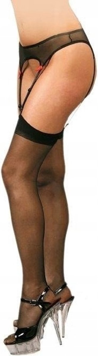 Softline | sexy setje: jarretelgordel met kousen | maten: L - 2XL | zwart | L
