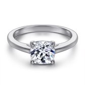 Elara - 18k Witgouden Cushion Solitair Moissanite Ring - 2.4 karaat